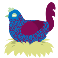 Dragon Tales, a sapphire and wine chicken with a double-lace pattern