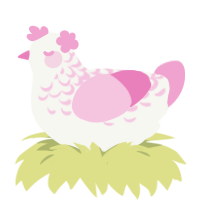 桜, a white and pink chicken with a half-lace pattern