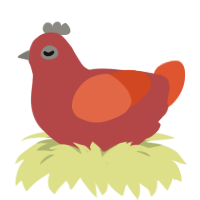 Apple Slicer, a red and vermilion chicken