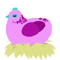 A lavender and plum chicken with a neck-speckle pattern