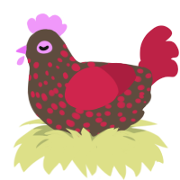 A bark and crimson chicken with a speckle pattern