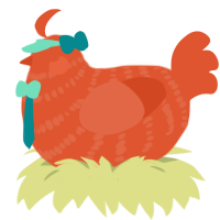 Crimson, a vermilion chicken with a bar pattern
