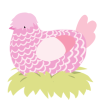 Strawberry Smoothie, a pink and rose chicken with a lace pattern