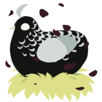 Black Death, a black and silver chicken with a half-lace pattern