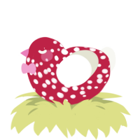 Sweet Shroom, a crimson and white chicken with a speckle pattern
