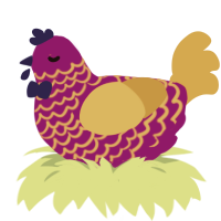 atardecer, a plum and gold chicken with a lace pattern
