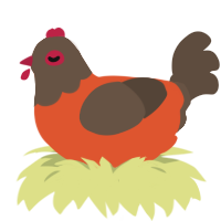 Featuring Dante, a vermilion and bark chicken with a head pattern