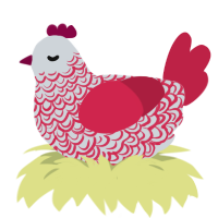 A mist and crimson chicken with a double-lace pattern