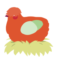 A vermilion and gluppy chicken