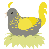 A ash and yellow chicken with a half-lace pattern