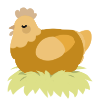 A ochre and honey chicken with a head pattern