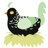A black and gluppy chicken with a half-lace pattern