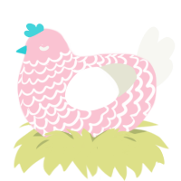 A rose and white chicken with a lace pattern