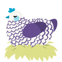 A white and overcast chicken with a lace pattern