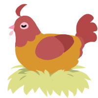 A orange and red chicken with a head pattern