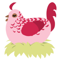 Valley, a rose and crimson chicken with a half-lace pattern
