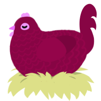 A maroon chicken with a lace pattern