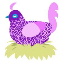Postage Stamp, a violet and lavender chicken with a double-lace pattern