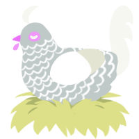 A silver and white chicken with a lace pattern