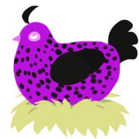 Empty Tin Can, a amethyst and black chicken with a speckle pattern