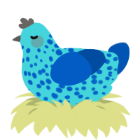 A aqua and ultramarine chicken with a speckle pattern