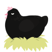 A black and sable chicken with a neck-speckle pattern