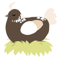 Vignette, a bark and cream chicken with a neck-speckle pattern