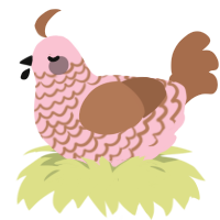 A rose and brown chicken with a lace pattern