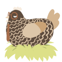 A bark and beige chicken with a lace pattern