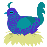Neptune, a indigo and teal chicken with a lace pattern