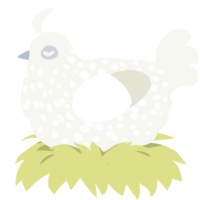 A white chicken with a speckle pattern