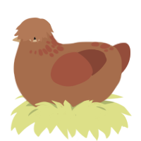 A brown and russet chicken with a neck-speckle pattern