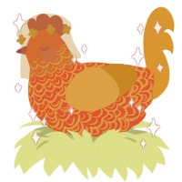 Jaze, a vermilion and orange chicken with a double-lace pattern