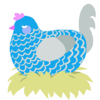 A sky and silver chicken with a lace pattern