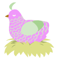 A lavender and gluppy chicken with a lace pattern