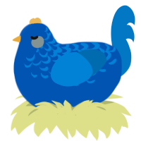 A ultramarine and sapphire chicken with a half-lace pattern