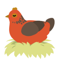 Tangerine, a vermilion and bark chicken with a neck-speckle pattern