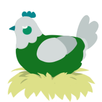 A leaf and silver chicken with a head pattern