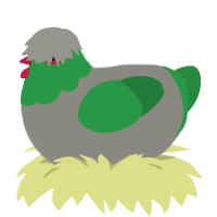 Spruce, a ash and viridian chicken with a head pattern