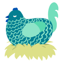 A sea and mint chicken with a lace pattern