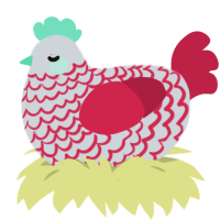 A mist and crimson chicken with a lace pattern