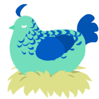 Xyx mint Baja Slush, a mint and ultramarine chicken with a half-lace pattern