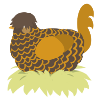 A bark and ochre chicken with a lace pattern