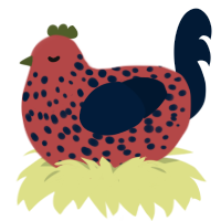 Blueberry Strawberry, a red and tumblr chicken with a speckle pattern