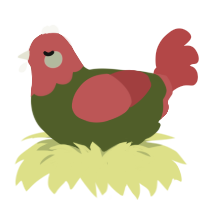 jokar stepmom, a olive and red chicken with a head pattern