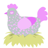 Light Boredom, a silver and lavender chicken with a speckle pattern