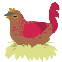 A brown and crimson chicken with a half-lace pattern