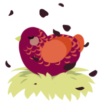 A maroon and vermilion chicken with a half-lace pattern