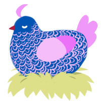 A ultramarine and lavender chicken with a double-lace pattern