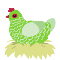 A grass and gluppy chicken with a lace pattern
